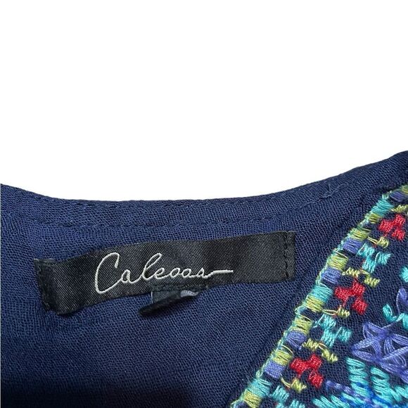 CALESSA Embroidered Blouse Blue Size Medium - Picture 6 of 7